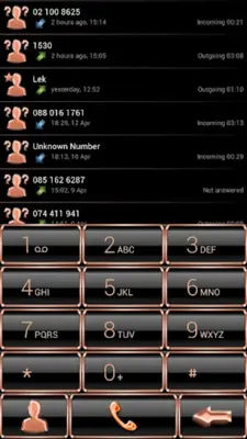 Dialer Theme GlassFrameBOrange android App screenshot 3